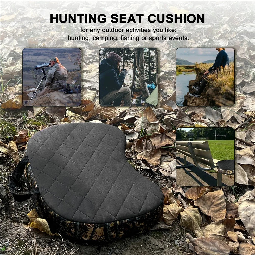 Portable Camping Hunting Seat Mat Thicken EPE+Sponge Outdoor Seating Pad with Carabiner - Gray and Yellow Camouflage - 2