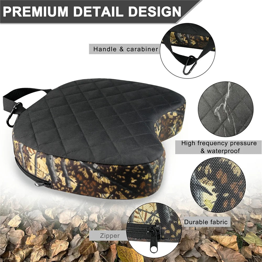 Portable Camping Hunting Seat Mat Thicken EPE+Sponge Outdoor Seating Pad with Carabiner - Gray and Yellow Camouflage - 4