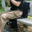 Portable Backrest Chair Seat Cushion Outdoor Camping Park Seat Mat with Lower Storage Pockets - Black - 7