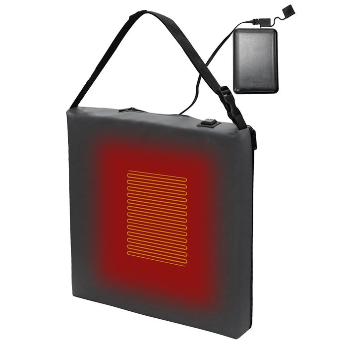 Portable Outdoor Stadium Electric Heating Seat Mat Winter Leather+Cotton Seat Cushion - Dark Grey - 2
