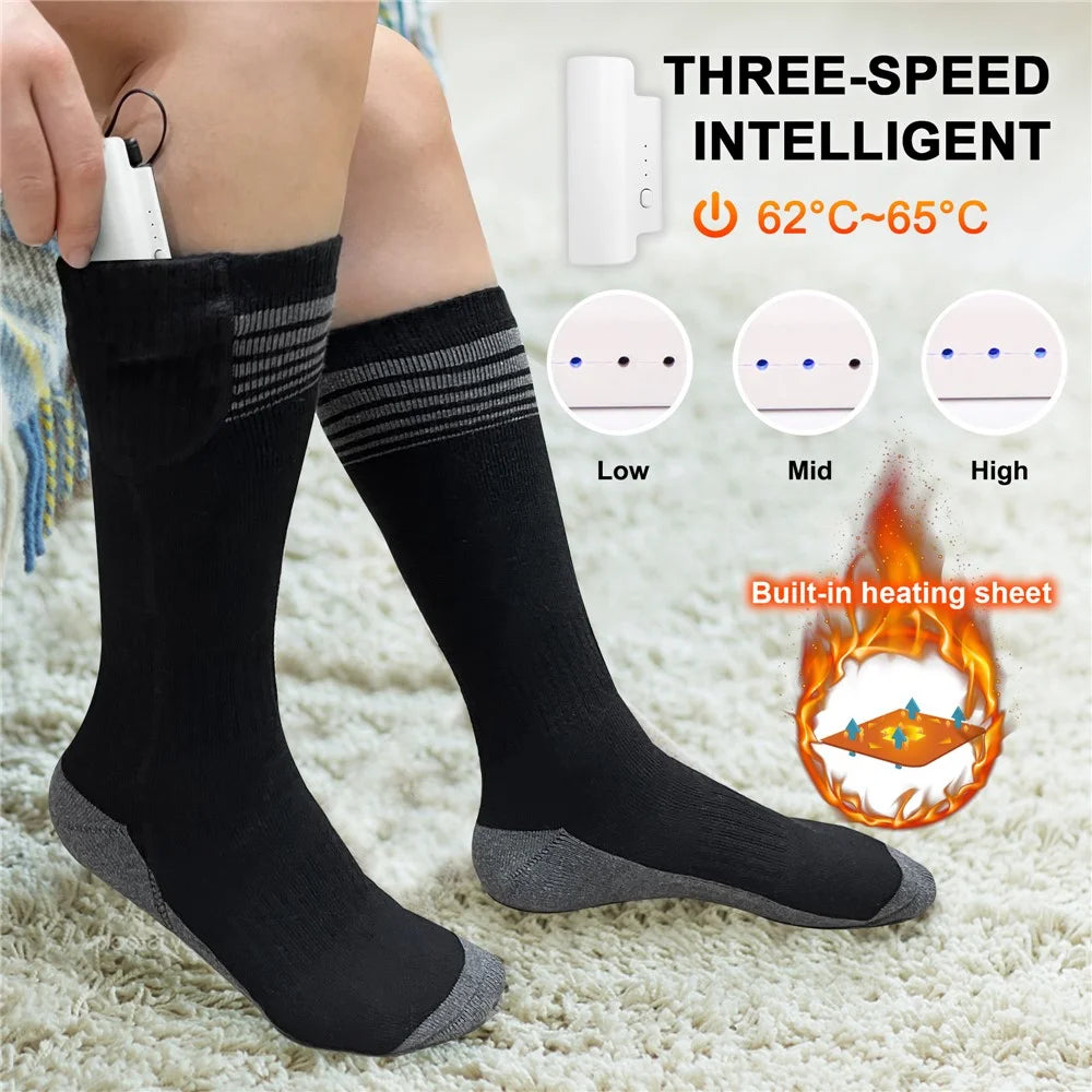 850230 Built-In Heating Sheet Winter Outdoor Electric Heated Socks with Empty Battery Box - 4