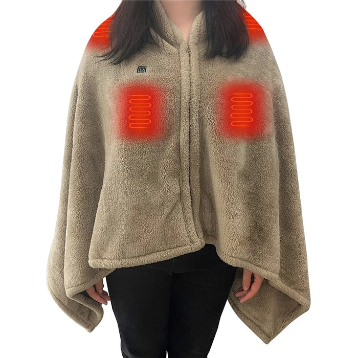 843303 80x158cm Heated Artificial Rabbit Fur Shawl Blanket for Office, Home, Outdoor Activities - 5