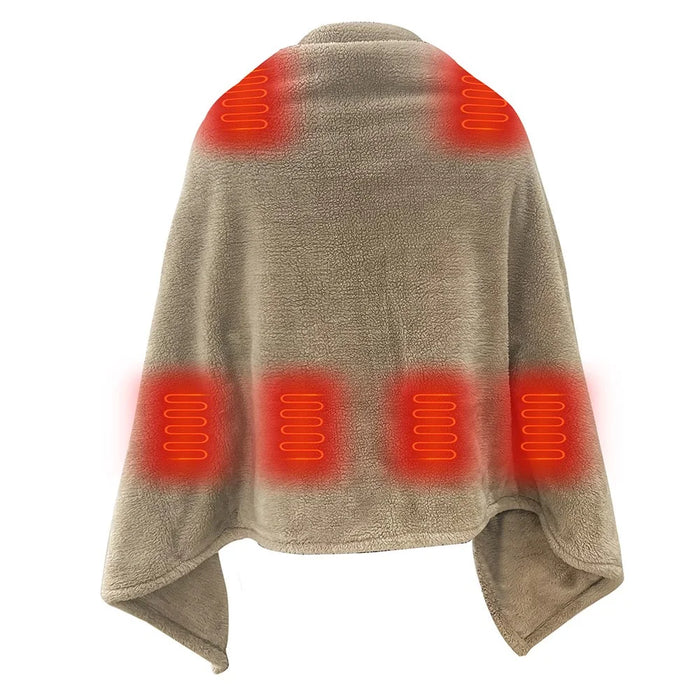 843303 80x158cm Heated Artificial Rabbit Fur Shawl Blanket for Office, Home, Outdoor Activities - 6