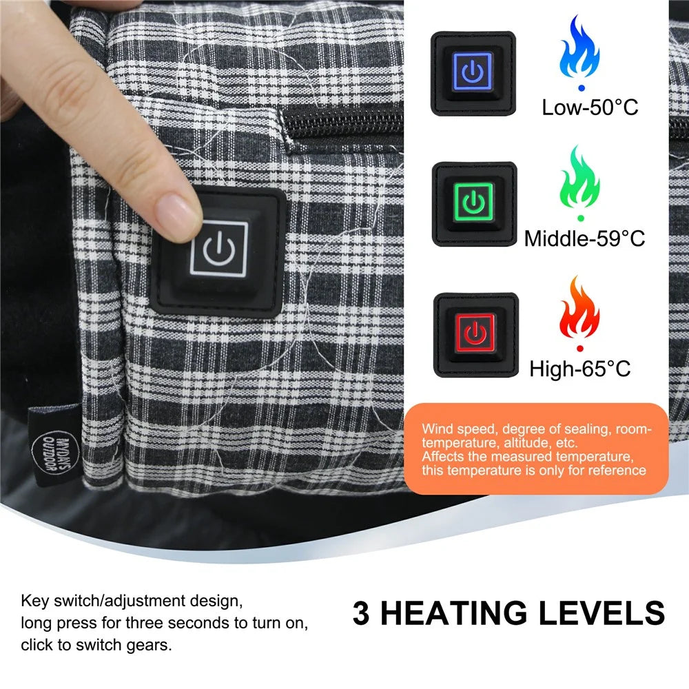 Outdoor Hand Warmer 40x19cm Heated Hand Muff Pouch for Cold Weather - Black+White Grid - 3