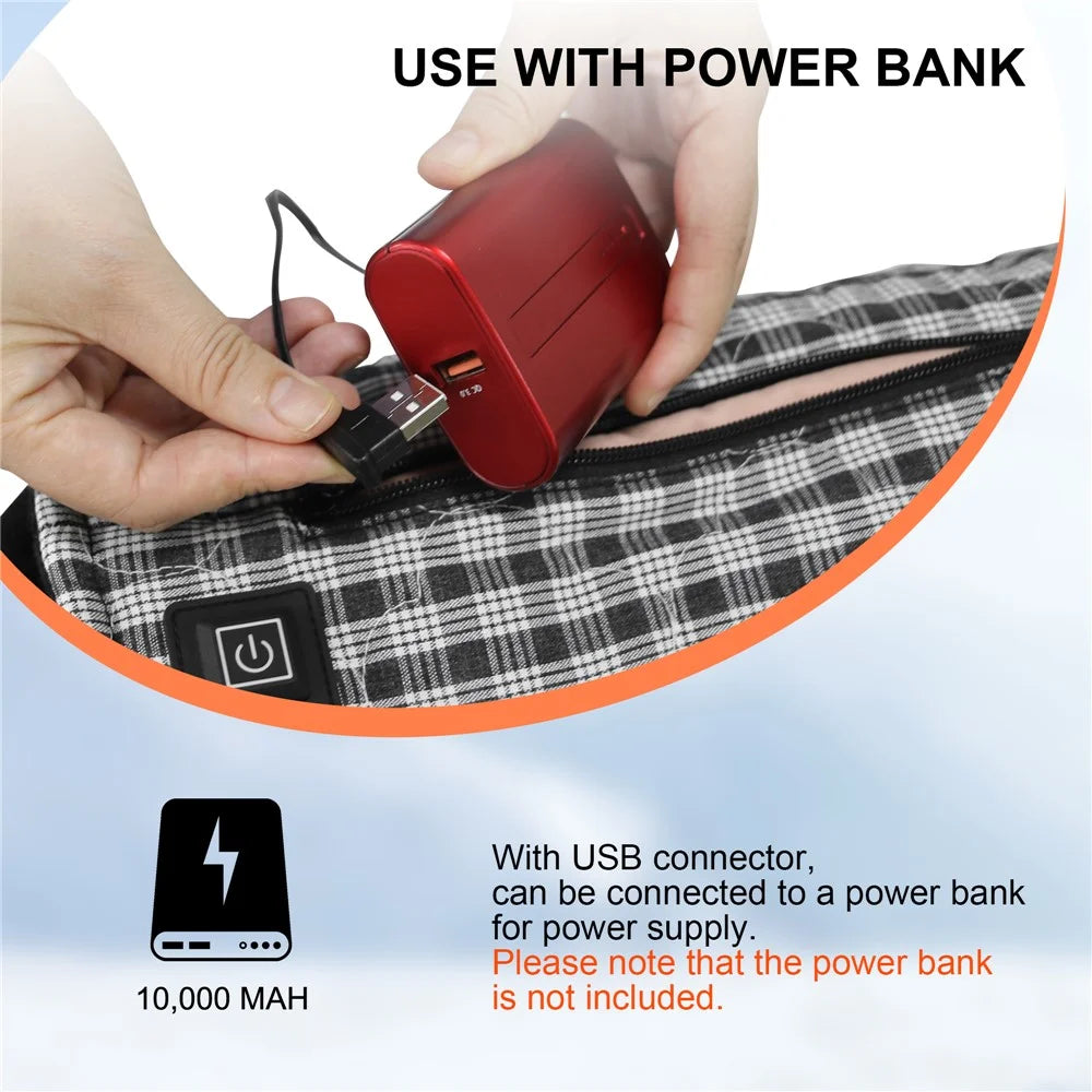 Outdoor Hand Warmer 40x19cm Heated Hand Muff Pouch for Cold Weather - Black+White Grid - 4