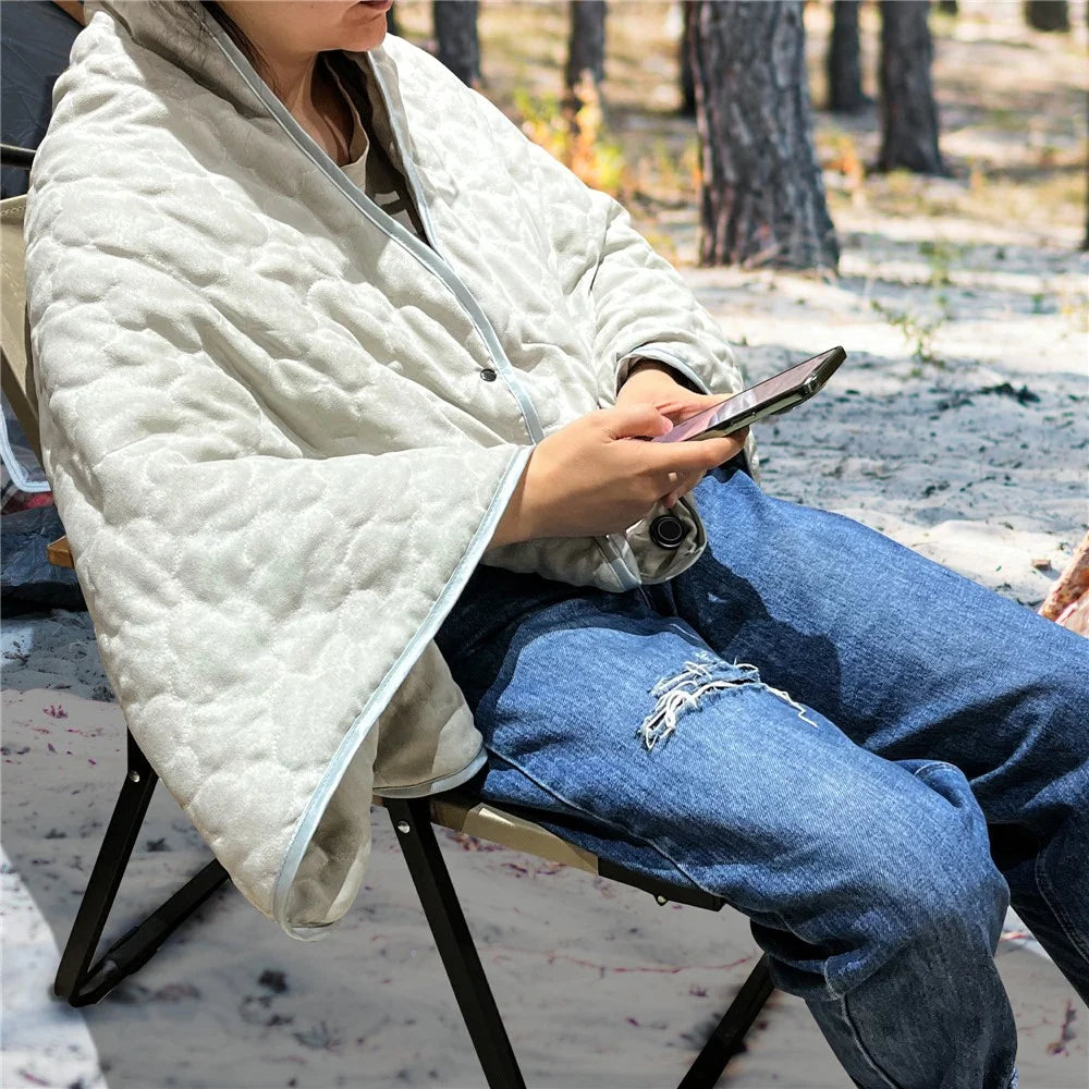 843230 Button Switch 140x82cm Suede Shawl Blanket Heated Shawl Cover for Home Outdoor - 4