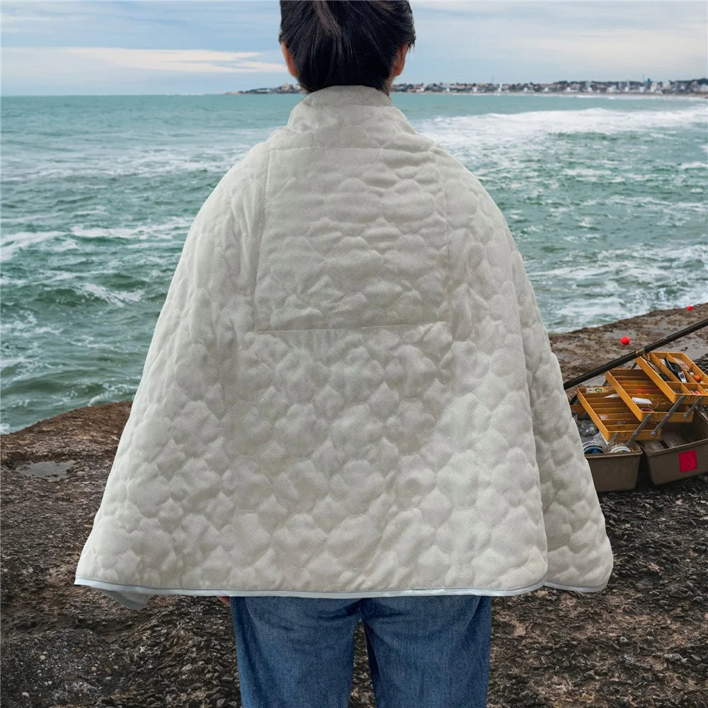 843230 Button Switch 140x82cm Suede Shawl Blanket Heated Shawl Cover for Home Outdoor - 5