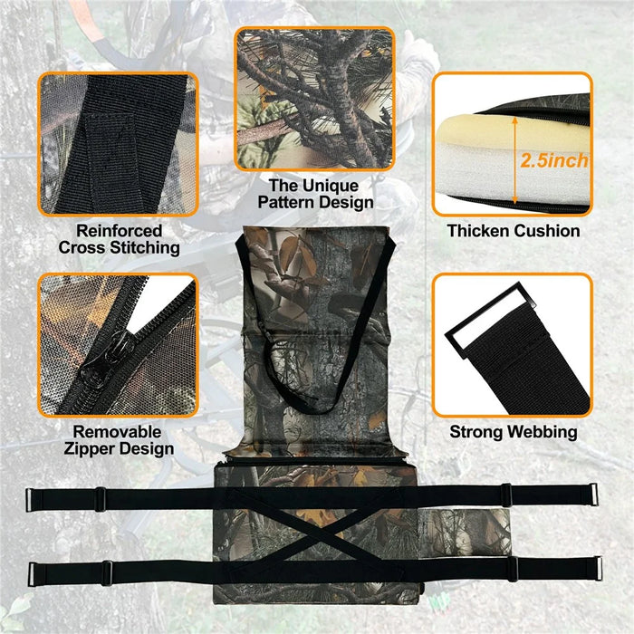 Outdoor Camping Hunting Electric Heating Chair 600D Oxford Cloth+EPE Tree Mount Seat Cushion, 46x31x59cm - Leaf Camouflage - 4
