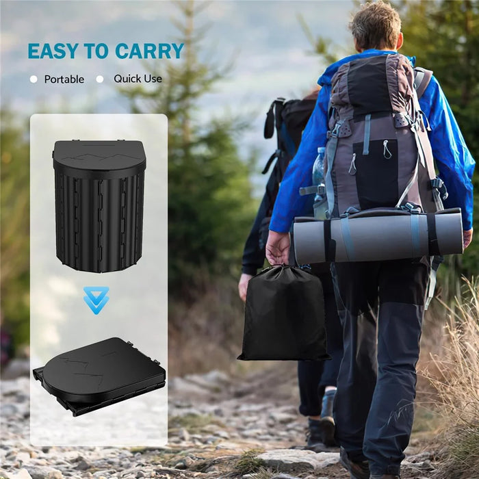 Portable Toilet for Camping Travel Toilet Commode Bucket with 12Pcs Garbage Bag  - Black - 4