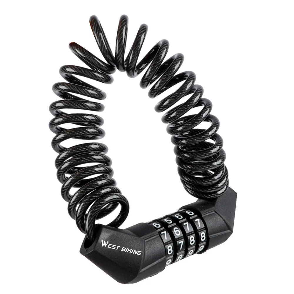 WEST BIKING Bike Lock Bike Locks Cable Bicycle Lock Anti-theft Mini Code Lock - 1