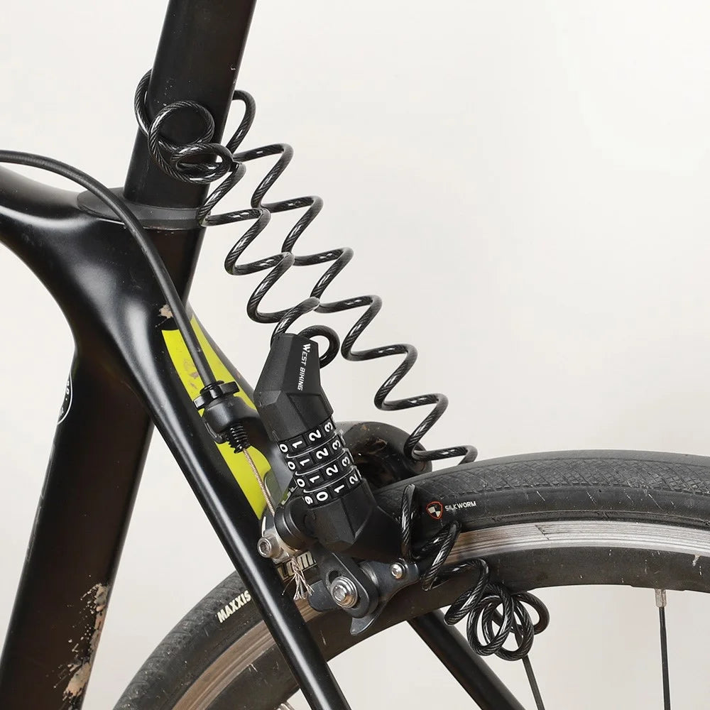 WEST BIKING Bike Lock Bike Locks Cable Bicycle Lock Anti-theft Mini Code Lock - 2