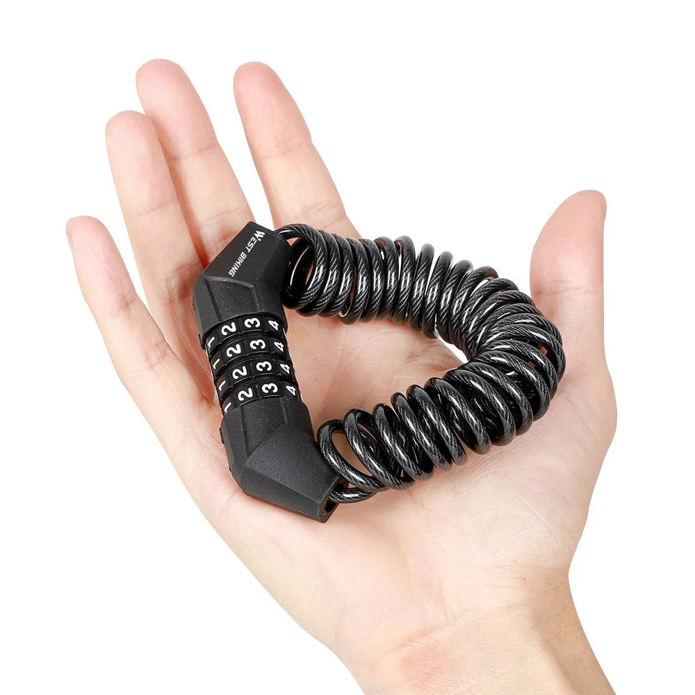 WEST BIKING Bike Lock Bike Locks Cable Bicycle Lock Anti-theft Mini Code Lock - 6