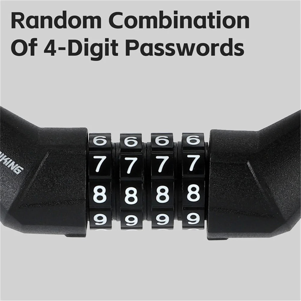 WEST BIKING YP0705106 Bicycle Steel Cable Security Lock 4 Digit Password Anti-Theft Bike Lock - Transparent Black - 5