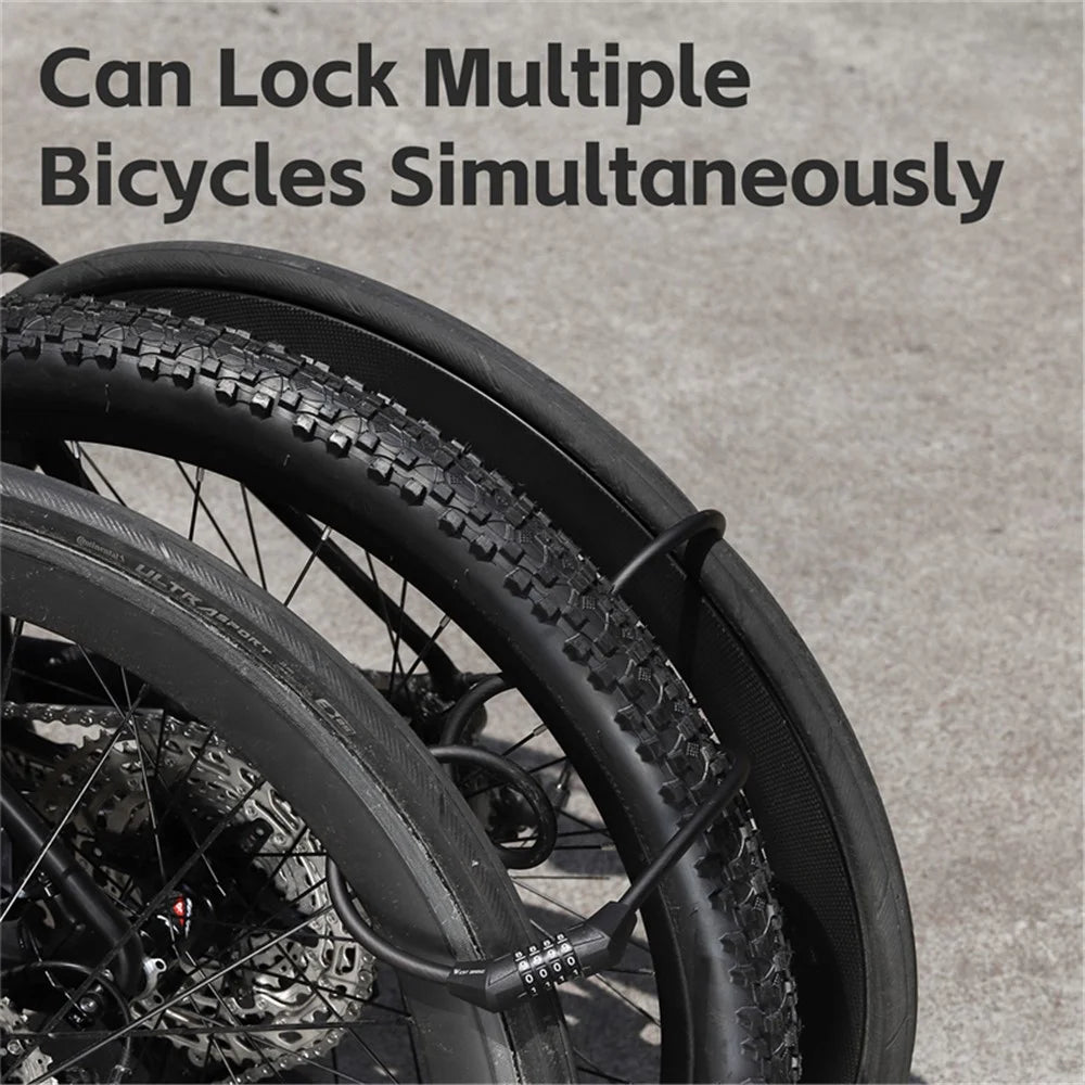WEST BIKING YP0705106 Bicycle Steel Cable Security Lock 4 Digit Password Anti-Theft Bike Lock - Transparent Black - 7