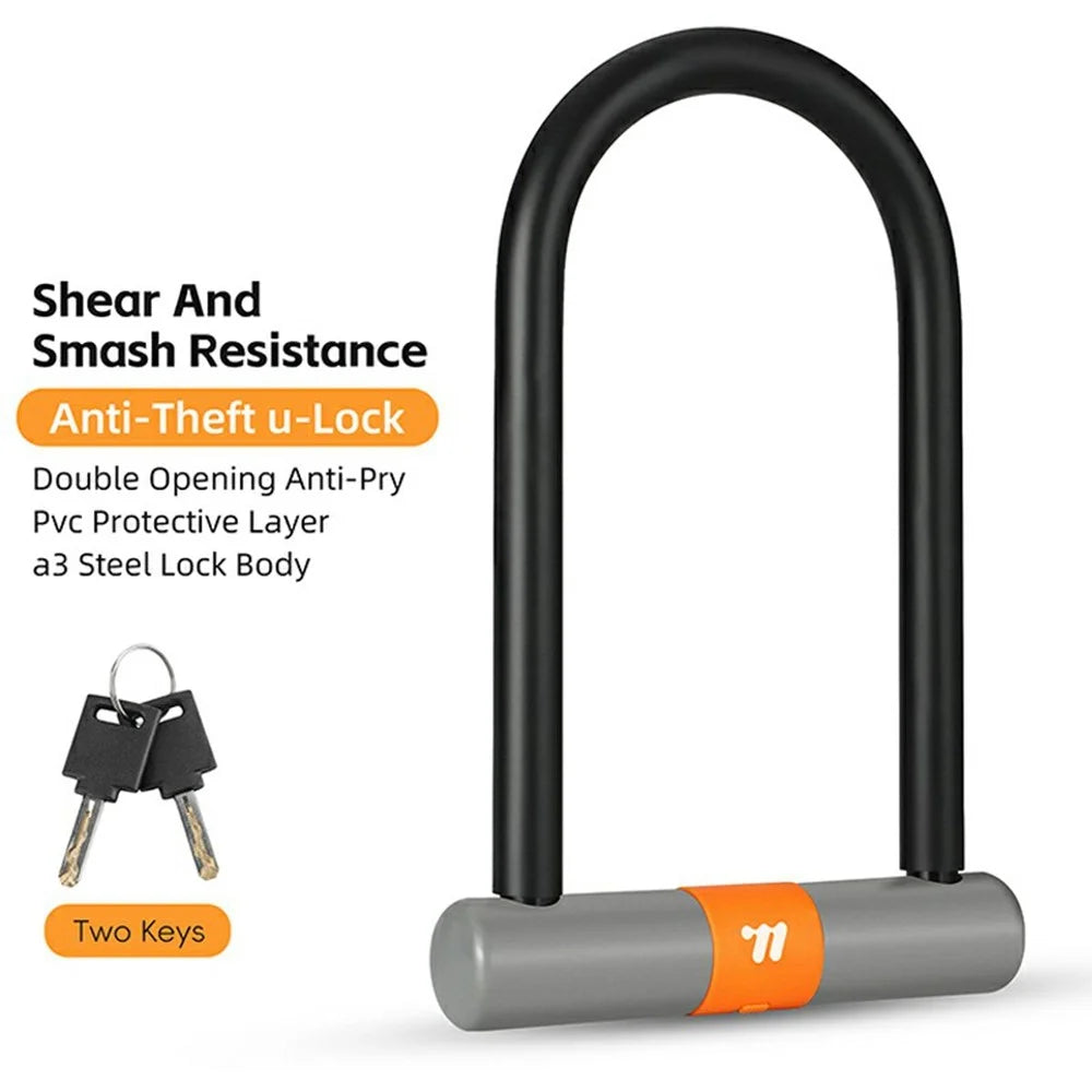 WEST BIKING YP0705109 Anti-Theft Bike Motorcycle Lock High Security U-Shape Door Lock with 2 Keys - 2