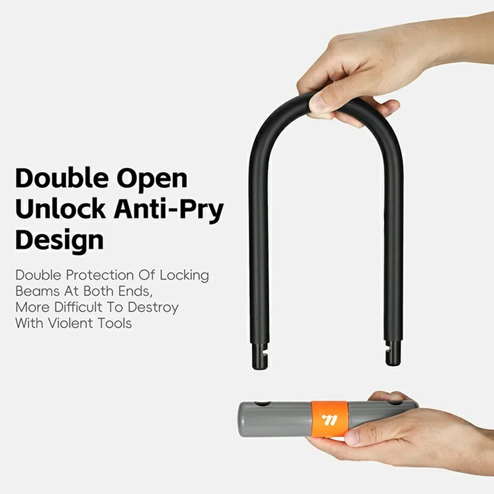 WEST BIKING YP0705109 Anti-Theft Bike Motorcycle Lock High Security U-Shape Door Lock with 2 Keys - 6