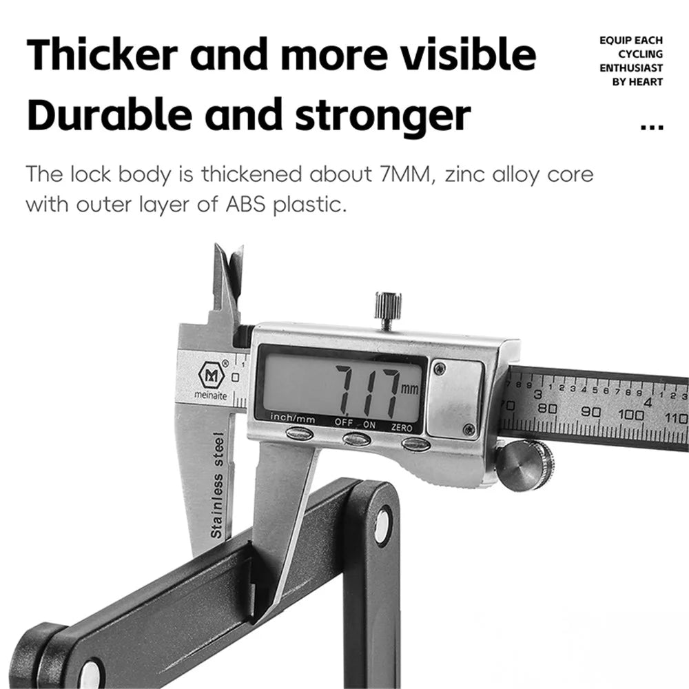 WEST BIKING YP0705110 Foldable Bike Lock Alloy Steel MTB Electric Scooter Anti Theft Security Lock - 7