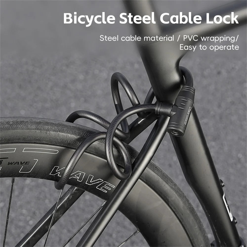 WEST BIKING YP0705113 Bicycle PVC Steel Cable Lock Anti-Theft Thickened MTB Road Bike Lock - 2