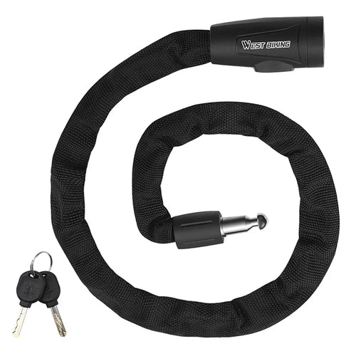 WEST BIKING 0705114B0000 Bicycle Steel Chain Lock 70cm Anti-Theft MTB Electric Bike Lock - 1