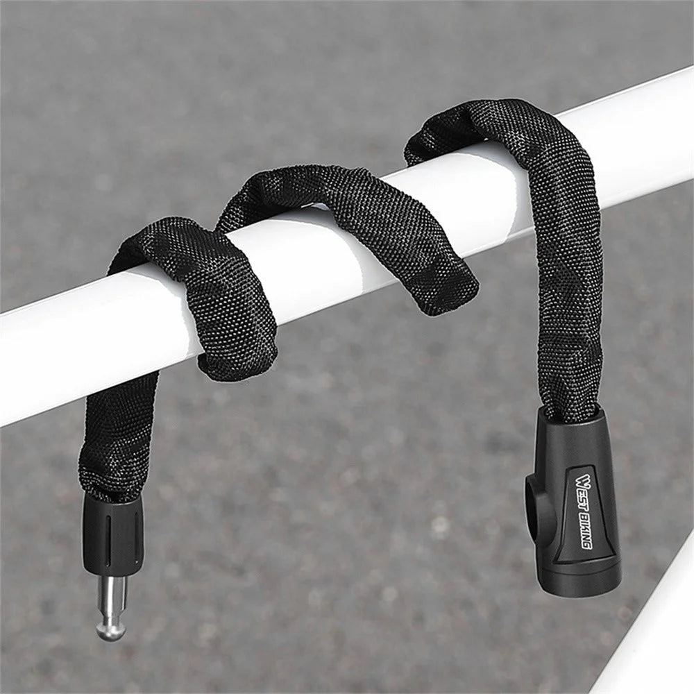 WEST BIKING 0705114B0000 Bicycle Steel Chain Lock 70cm Anti-Theft MTB Electric Bike Lock - 3