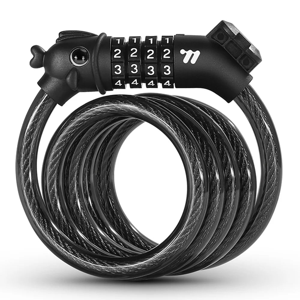 WEST BIKING 0705107B0000 Cartoon Fish Head 1.2m 4-Digit Combination Lock Anti-Theft Steel Cable Bike Lock - 1