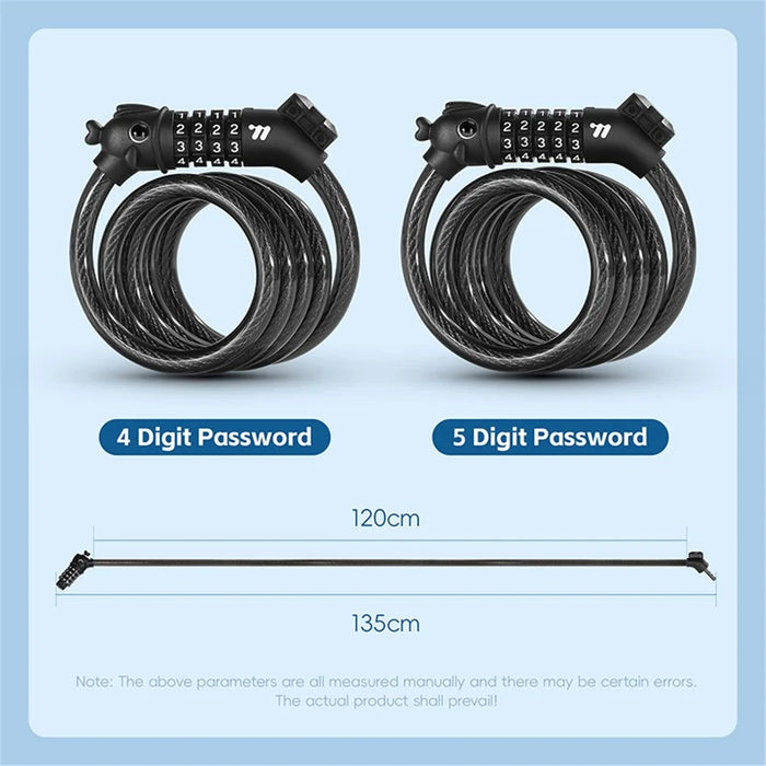 WEST BIKING 0705107B0000 Cartoon Fish Head 1.2m 4-Digit Combination Lock Anti-Theft Steel Cable Bike Lock - 7