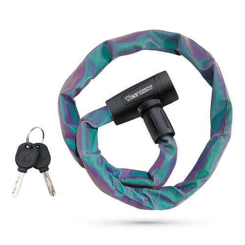 WEST BIKING YP0705111 Reflective Chain Bike Lock Portable E-Bike Anti Theft Lock with 2 Keys - Multi-Color - 1