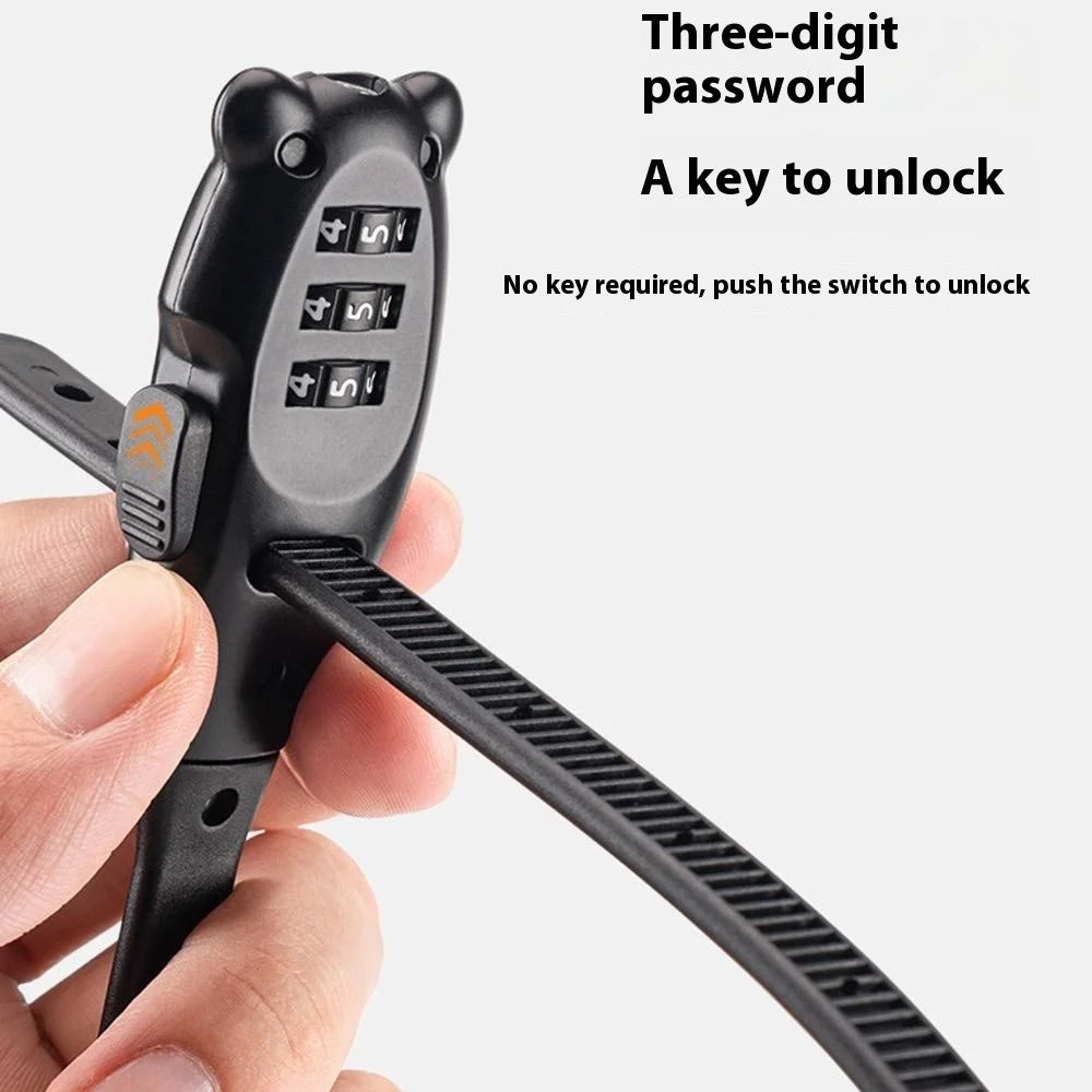 ROCKBROS 32180001001 31cm Anti Theft Cable Tie Lock for Motorcycle 3 Digits Password Portable Bike Lock - 3