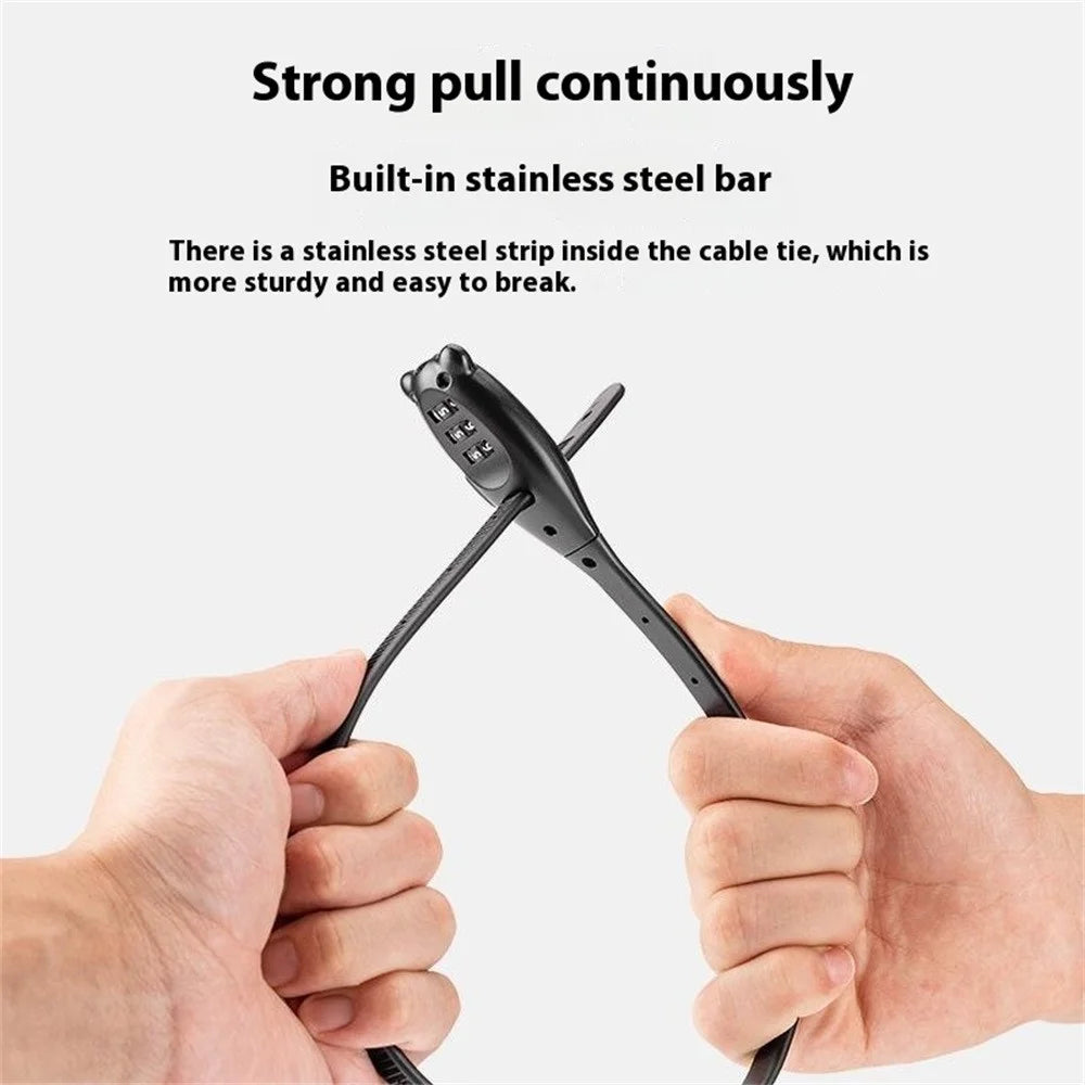 ROCKBROS 32180001002 54cm Anti Theft Cable Tie Lock for Motorcycle 3 Digits Password Portable Bike Lock - 4