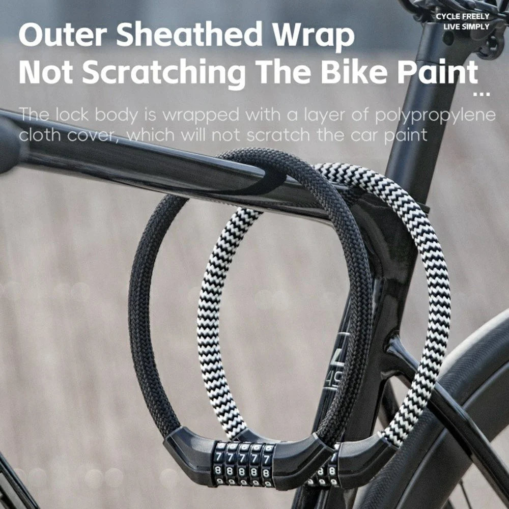 WEST BIKING YP0705121 Bicycle Electric Bike 5-Digit Combination Lock Steel Cable Anti-Theft Password Lock - Black - 5