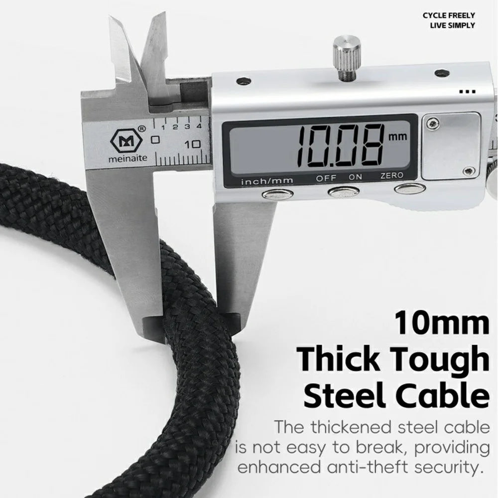 WEST BIKING YP0705121 Bicycle Electric Bike 5-Digit Combination Lock Steel Cable Anti-Theft Password Lock - Black - 6