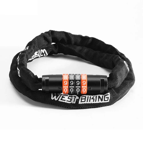 WEST BIKING YP0705118 Bike Steel Chain Lock 4-Digit Password Bicycle Motorcycle E-Bike Anti-Theft Lock - 1