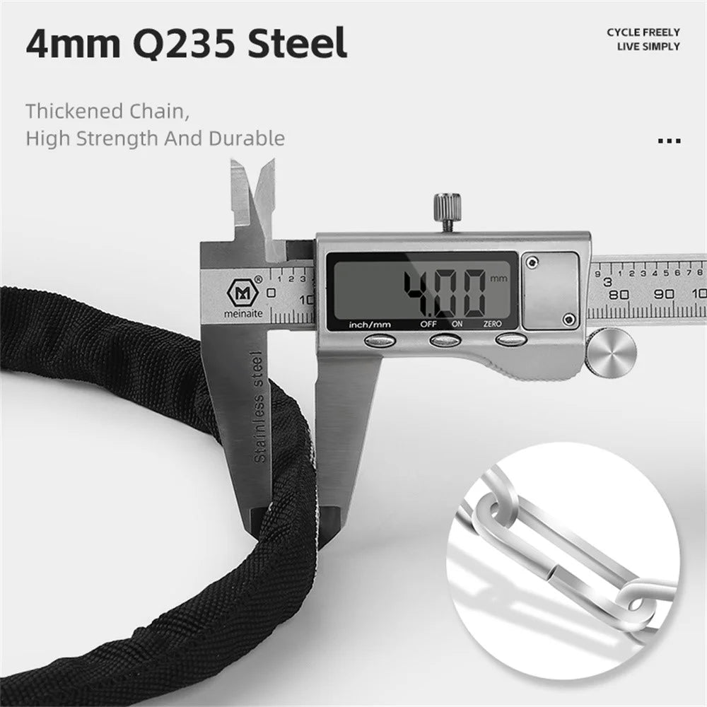 WEST BIKING YP0705118 Bike Steel Chain Lock 4-Digit Password Bicycle Motorcycle E-Bike Anti-Theft Lock - 6