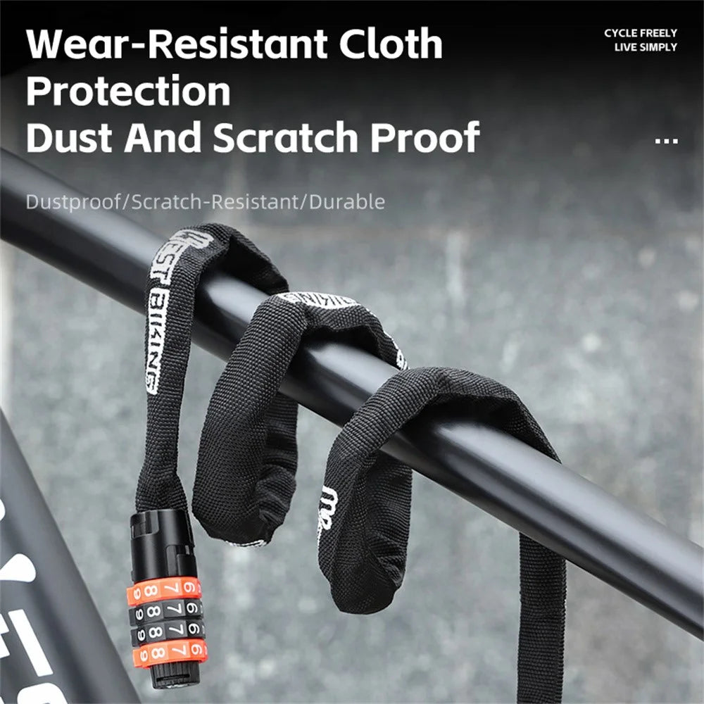 WEST BIKING YP0705118 Bike Steel Chain Lock 4-Digit Password Bicycle Motorcycle E-Bike Anti-Theft Lock - 7