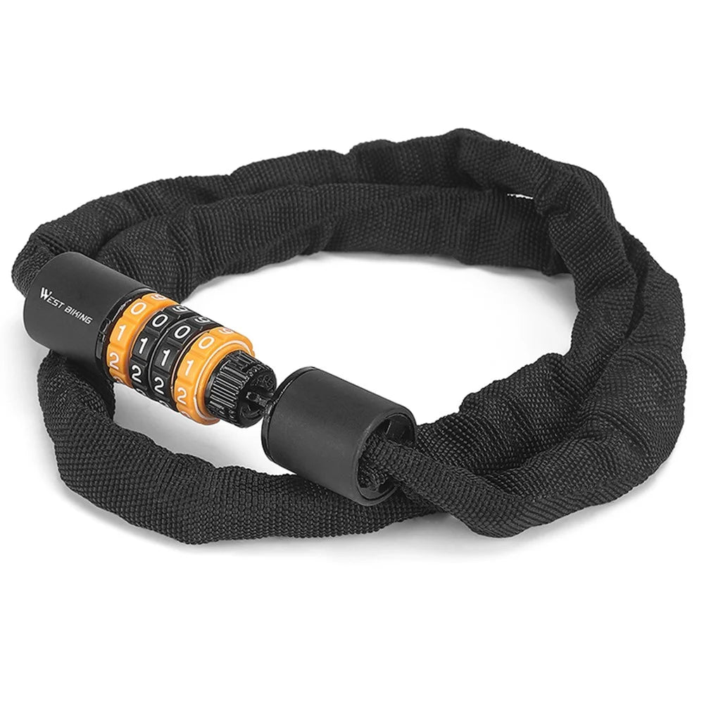 WEST BIKING 4 Digit Combination Bike Lock for Mountain Road Bicycle Anti Theft Chain Lock, 85cm Length - 1