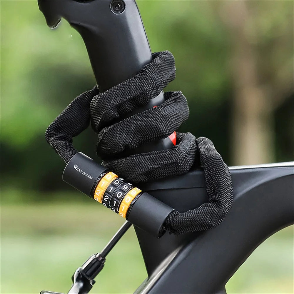 WEST BIKING 4 Digit Combination Bike Lock for Mountain Road Bicycle Anti Theft Chain Lock, 85cm Length - 5