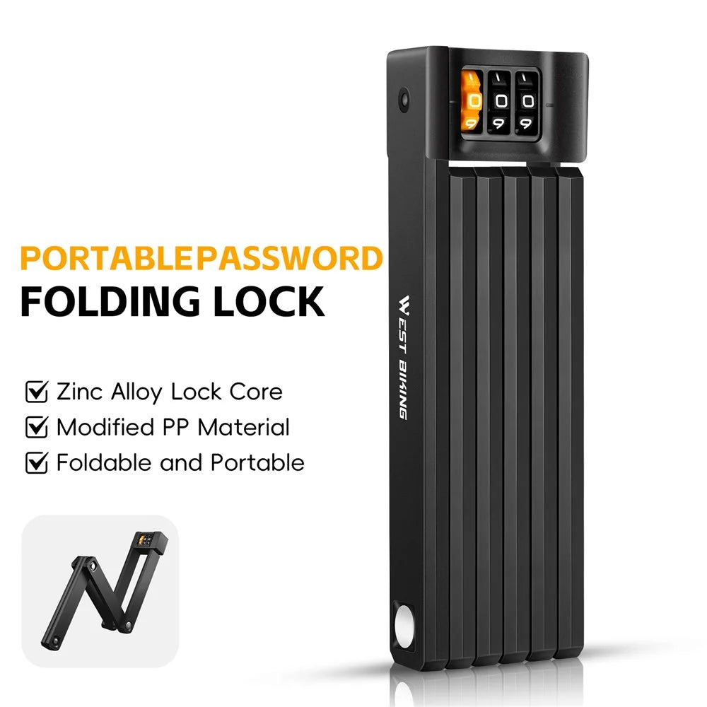 WEST BIKING YP0705123 For Bicycle Foldable Combination Lock Portable Anti Theft Security Lock for Mountain Road Bike - 4