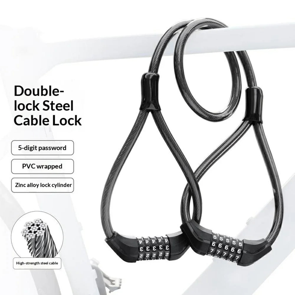 WEST BIKING YP0705127 Bike Lock Double-Headed Cable Lock with Password Combination for Scooters / Bicycles Anti-Theft Security Heavy Duty Cycling Gear - 2