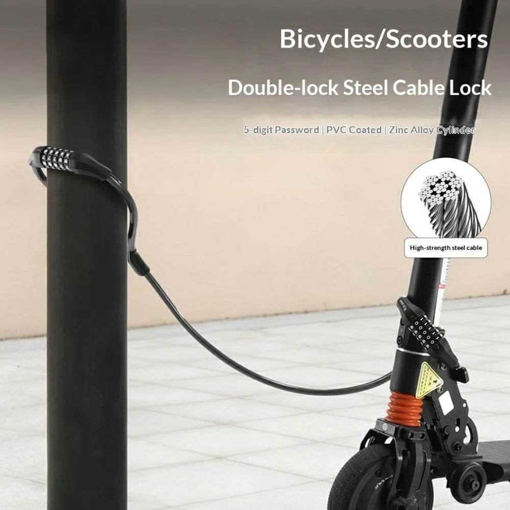 WEST BIKING YP0705127 Bike Lock Double-Headed Cable Lock with Password Combination for Scooters / Bicycles Anti-Theft Security Heavy Duty Cycling Gear - 3