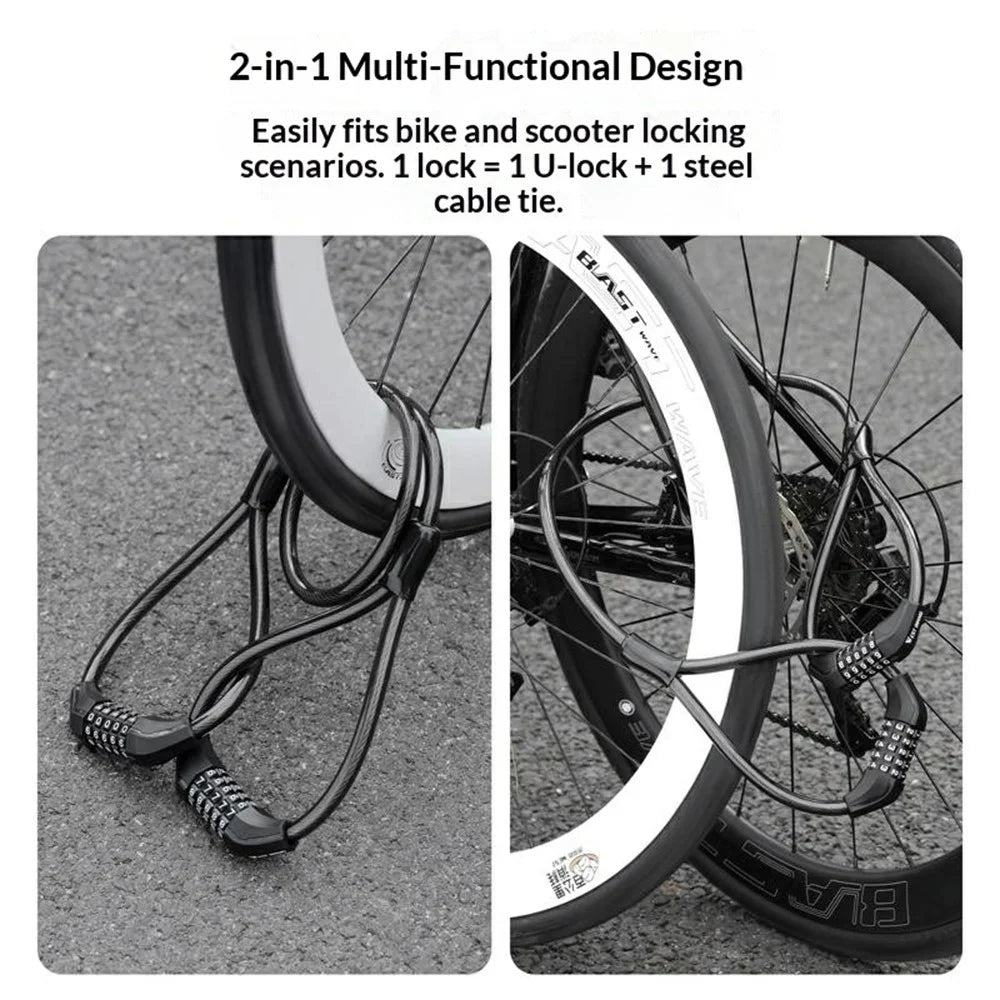 WEST BIKING YP0705127 Bike Lock Double-Headed Cable Lock with Password Combination for Scooters / Bicycles Anti-Theft Security Heavy Duty Cycling Gear - 5