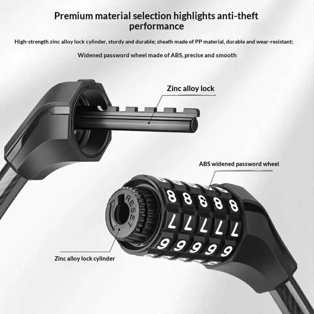 WEST BIKING YP0705127 Bike Lock Double-Headed Cable Lock with Password Combination for Scooters / Bicycles Anti-Theft Security Heavy Duty Cycling Gear - 6