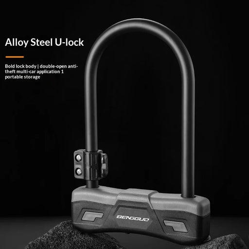 BENGGUO U Shape Anti Theft Lock for Bicycle / Electric Bike / Motorcycle Heavy Duty Alloy Steel Security Lock  - Black - 2