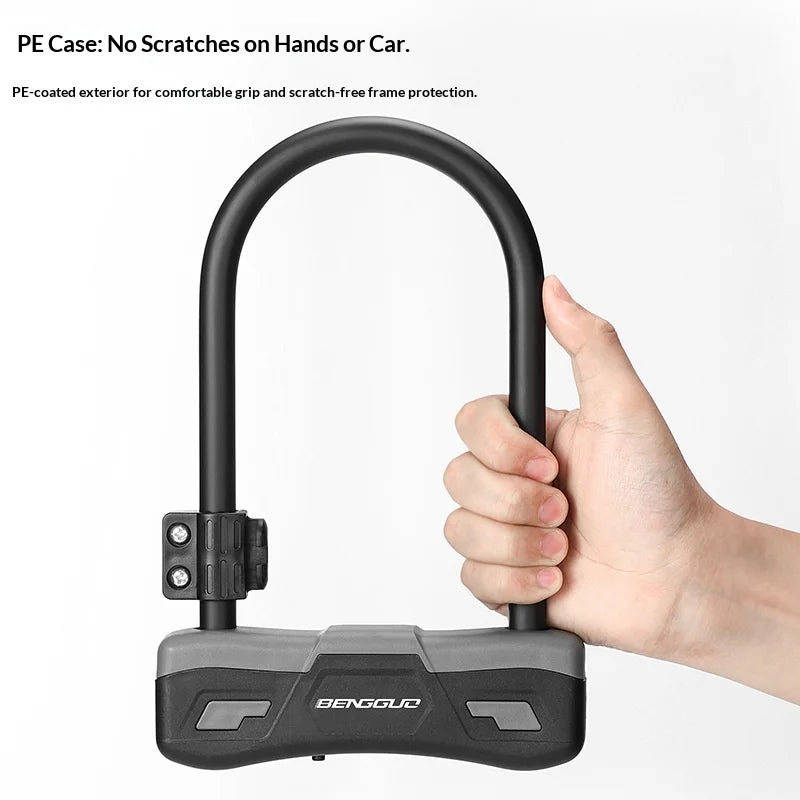 BENGGUO U Shape Anti Theft Lock for Bicycle / Electric Bike / Motorcycle Heavy Duty Alloy Steel Security Lock  - Black - 6