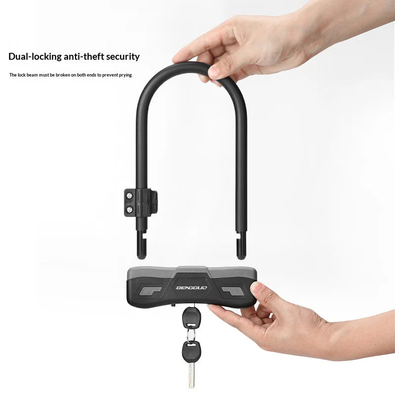 BENGGUO U Shape Anti Theft Lock for Bicycle / Electric Bike / Motorcycle Heavy Duty Alloy Steel Security Lock  - Black - 7
