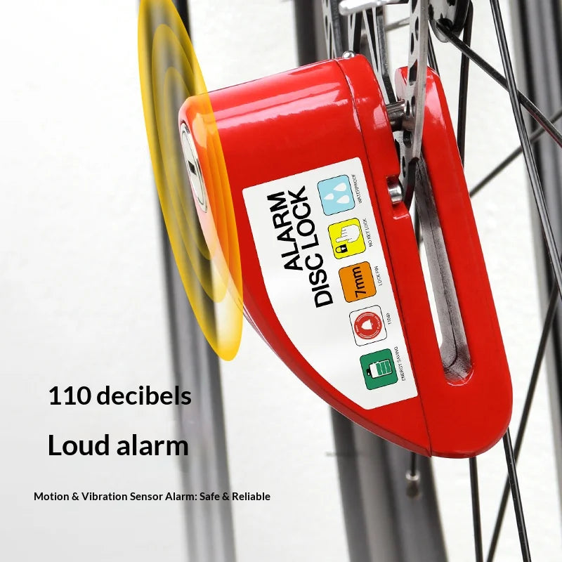 BENGGUO Bike Disc Brake Lock 110dB Alarm High Strength Aluminum Alloy Anti Theft Lock with 2 Keys - Black - 4