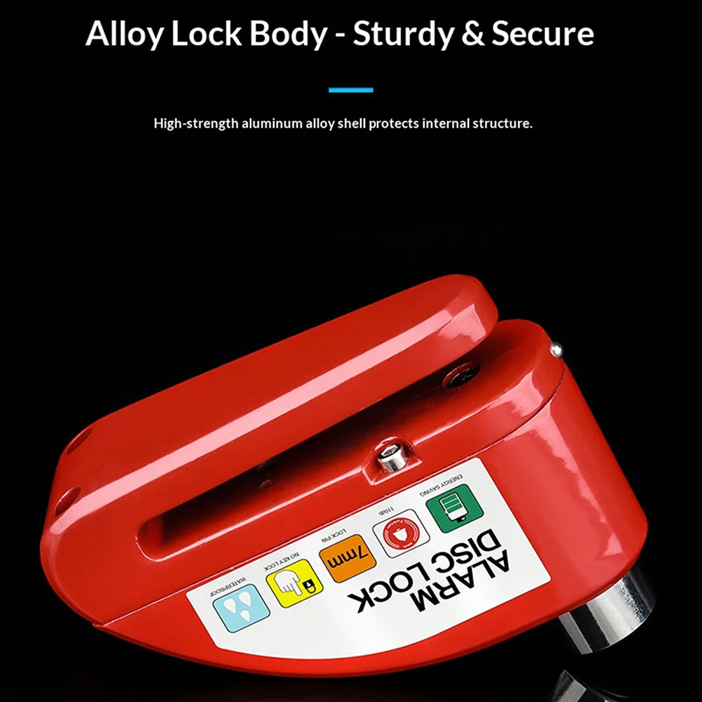 BENGGUO Bike Disc Brake Lock 110dB Alarm High Strength Aluminum Alloy Anti Theft Lock with 2 Keys - Black - 5