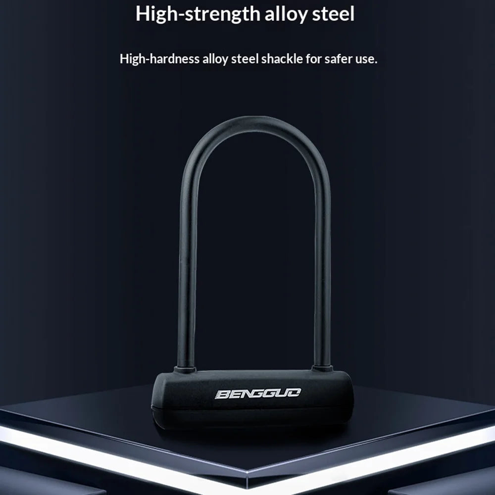 BENGGUO For Bike U Lock 13.92mm Thick Lock Beam Anti Theft Lock with Silicone Protective Cover - Black - 2
