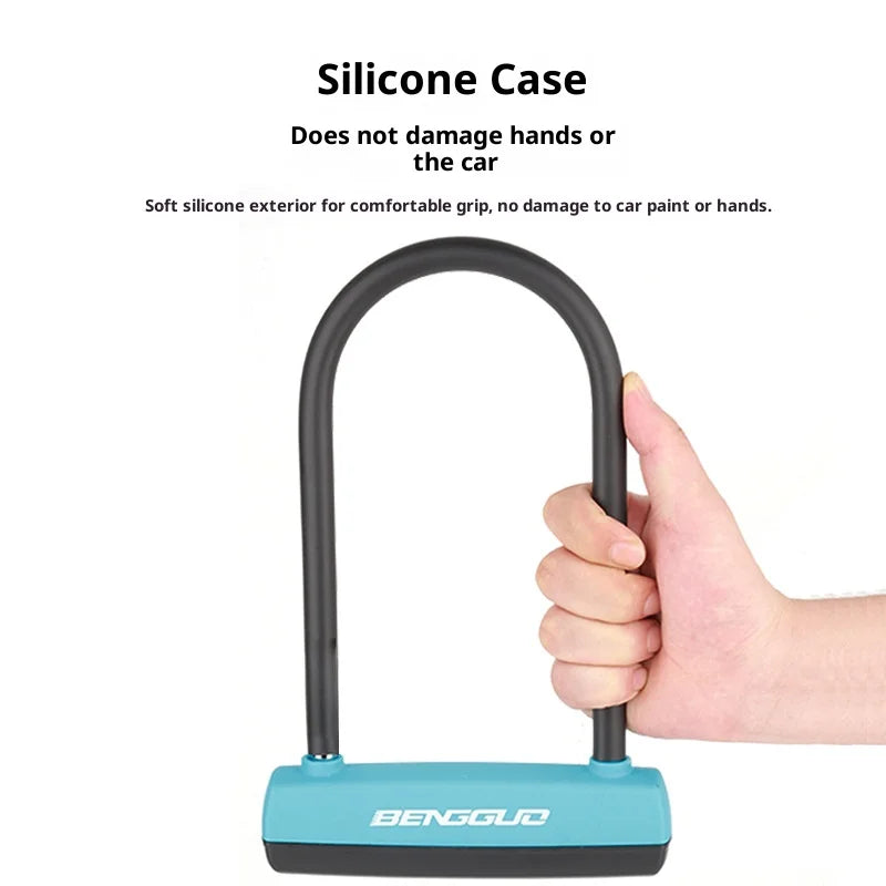 BENGGUO For Bike U Lock 13.92mm Thick Lock Beam Anti Theft Lock with Silicone Protective Cover - Black - 6
