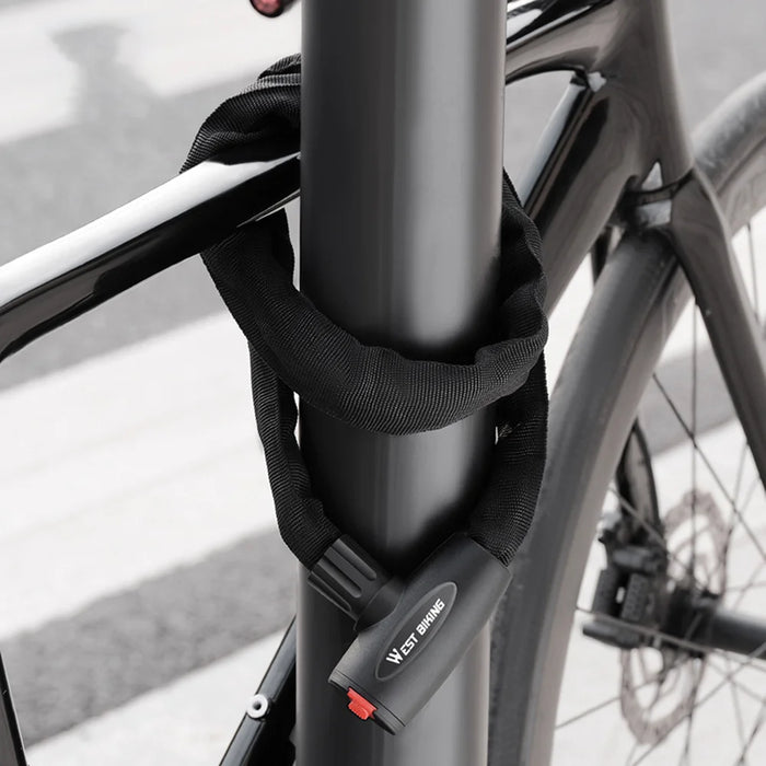 WEST BIKING 0.6m Bicycle Chain Lock High Security Anti-Theft Metal Lock with Keys for Motorcycle E-Bike - Black - 3