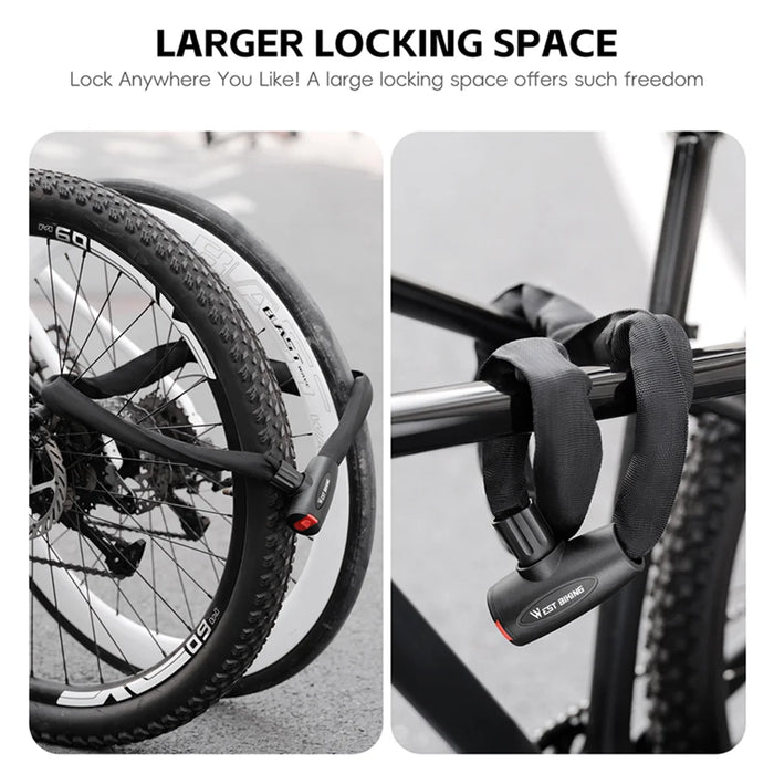 WEST BIKING 0.9m Bicycle Chain Lock High Security Anti-Theft Metal Lock with Keys for Motorcycle E-Bike - Black - 4